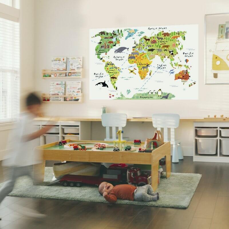 mapa na stenu do detskej izby, detska mapa so zvieratkami