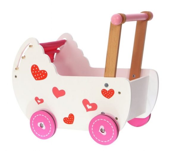 Kočíky pre bábiky -  vytúžený darček pre malé dievčatko - ECO TOYS - Drevený kočík pre bábiky - ružový
